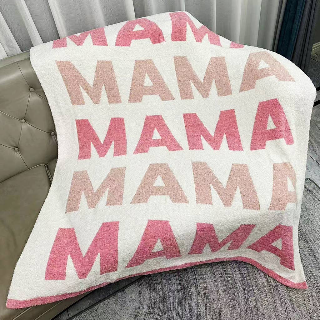 Fashion City - MAMA Repeating Text Print Soft Throw Blanket