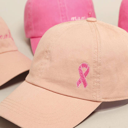 BUNDLE TRIO: Breast Cancer Support Breast Cancer Awareness Ribbon Baseball Cap, Luxury Soft Multi Design Home Slippers,  2 Rings Dainty Eternity Breast Cancer Survivor Necklace Gift