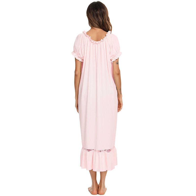 madeinclothinginc - Puff Sleeve Casual Cotton Blend Women Nightdress Pajamas