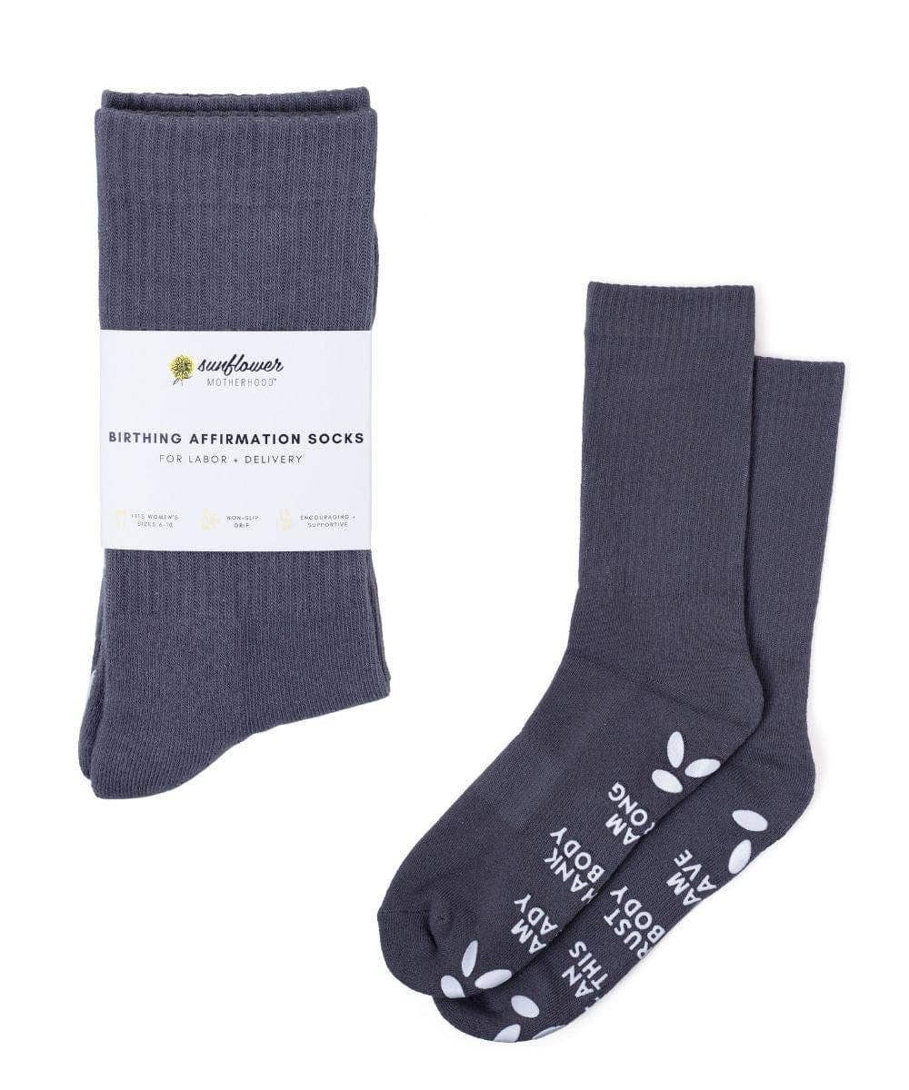 Sunflower Motherhood - Birth Affirmation Hospital Socks | Labor Delivery Grip Socks