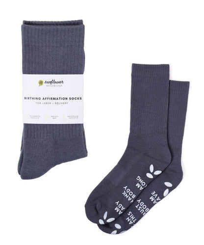 Sunflower Motherhood - Birth Affirmation Hospital Socks | Labor Delivery Grip Socks