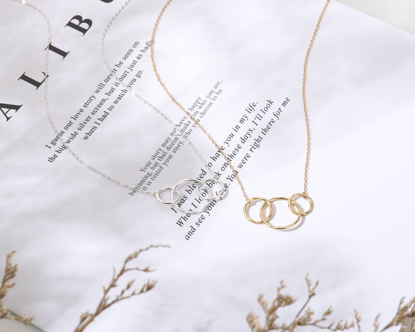 hope love shine - Congratulations It's a Twins Interlocking Circles Dainty Necklace Gift For Mom