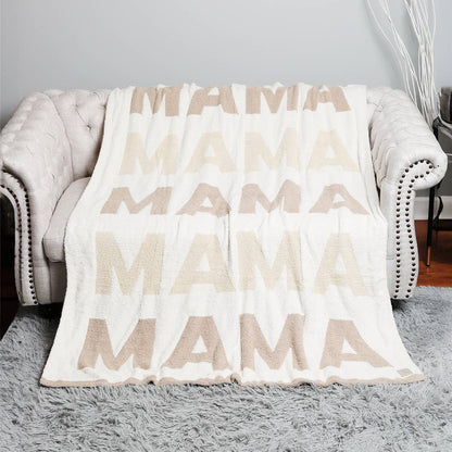 Fashion City - MAMA Repeating Text Print Soft Throw Blanket