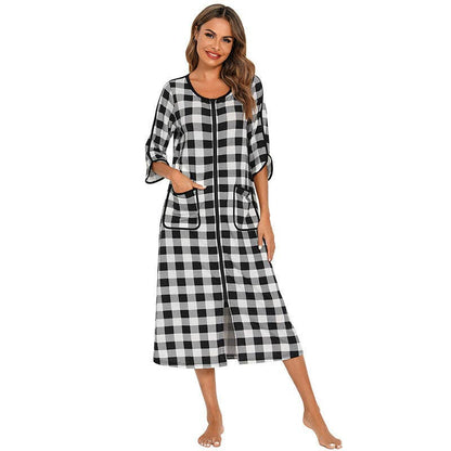 madeinclothinginc - Women's Striped Nightdress Casual Pajamas Loungewear