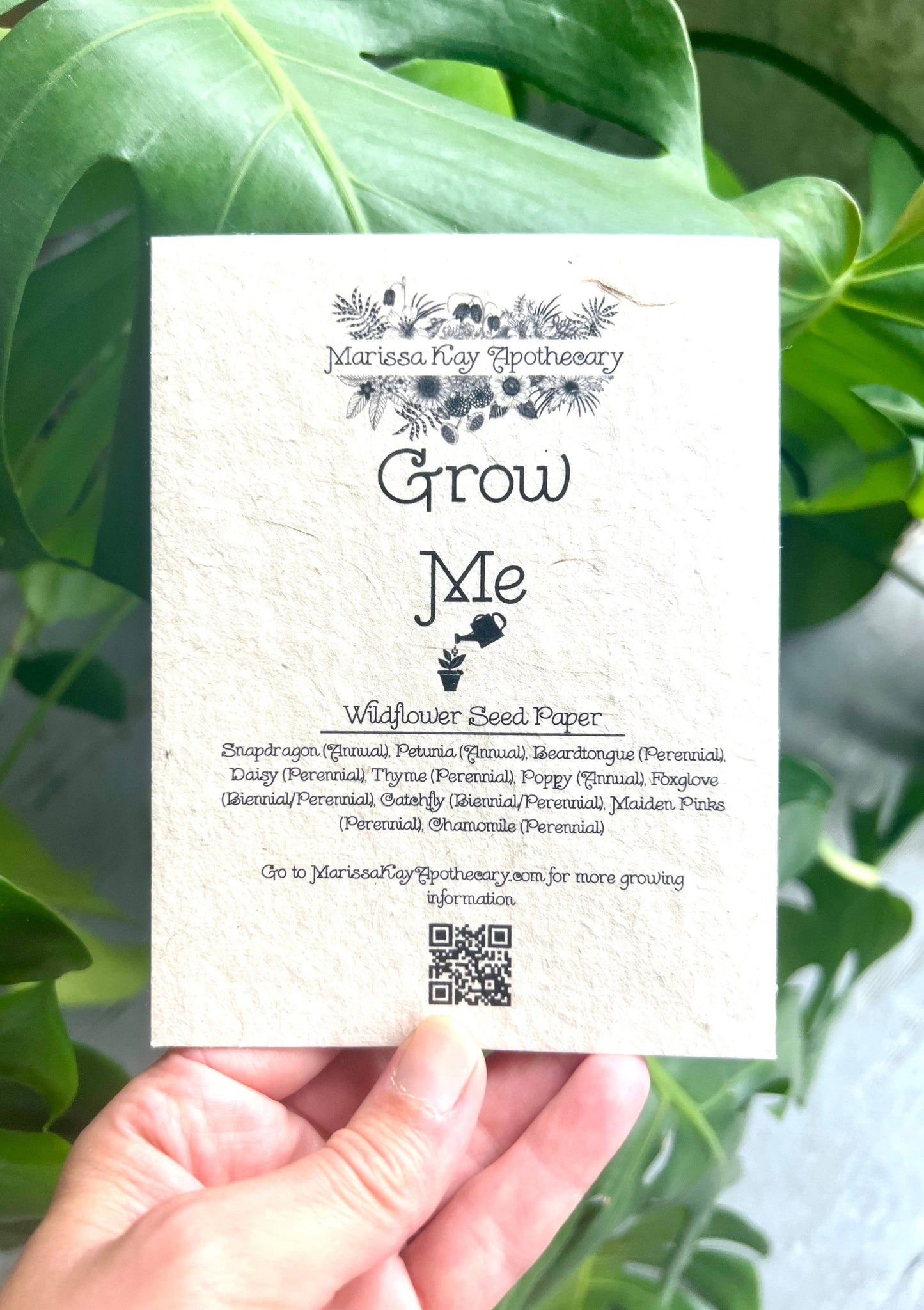 Marissa Kay Apothecary - Plantable Seed Card || Zero Waste || Supports Women MVW40