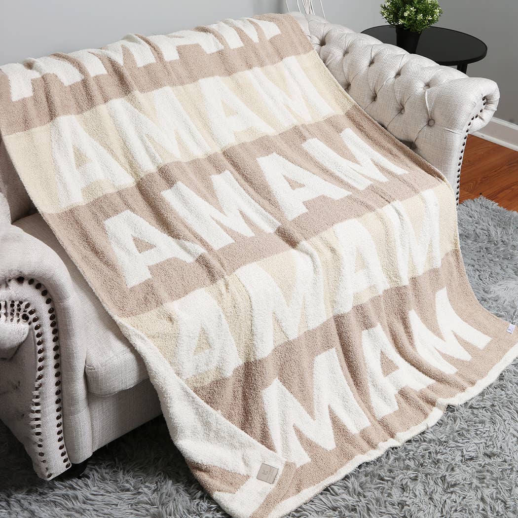 Fashion City - MAMA Repeating Text Print Soft Throw Blanket