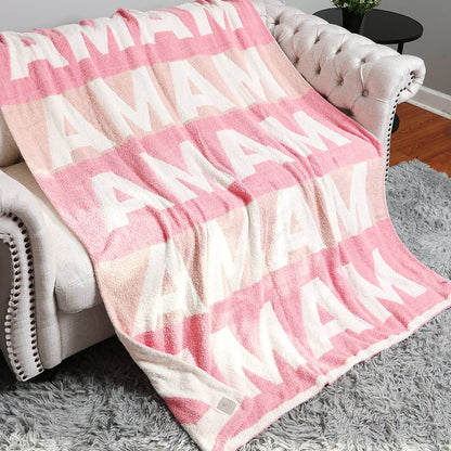 Fashion City - MAMA Repeating Text Print Soft Throw Blanket