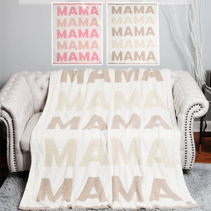 Fashion City - MAMA Repeating Text Print Soft Throw Blanket