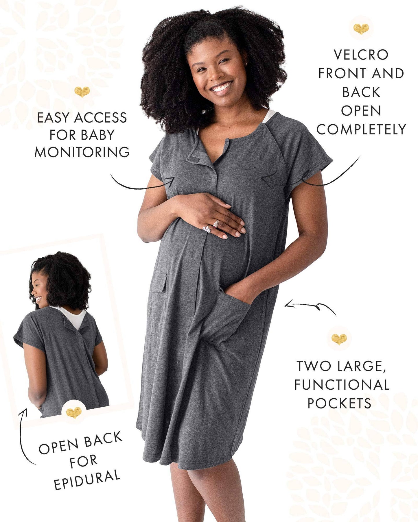 Kindred Bravely - 3 In 1 Universal Labor, Delivery & Nursing Gown