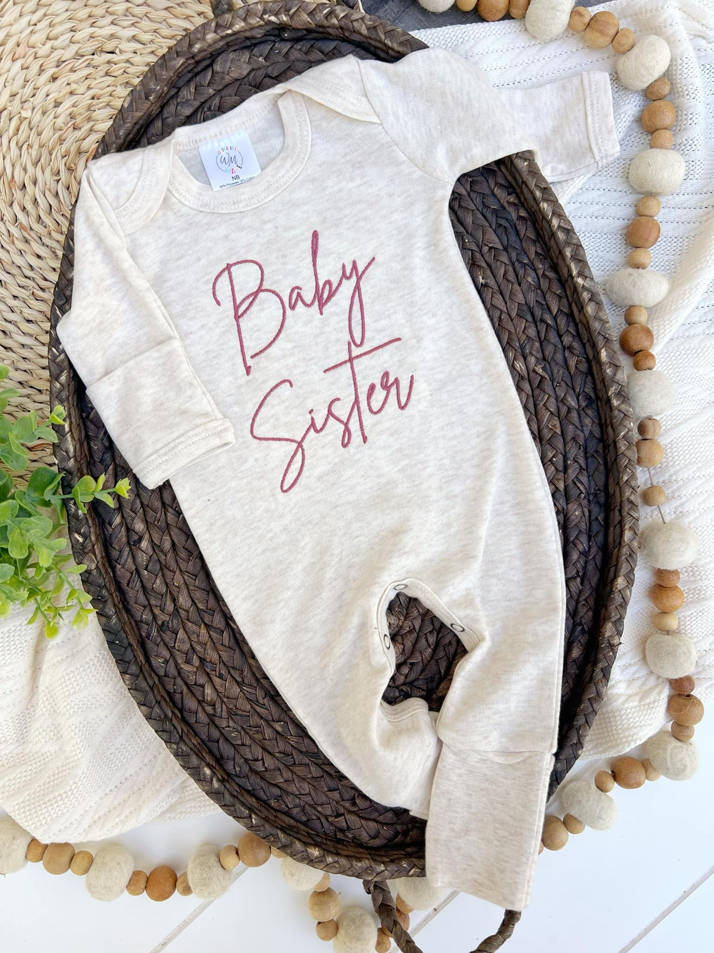 Wonderfully Made - Baby Romper | Baby Sister Pink - Baby Announcement Outfit