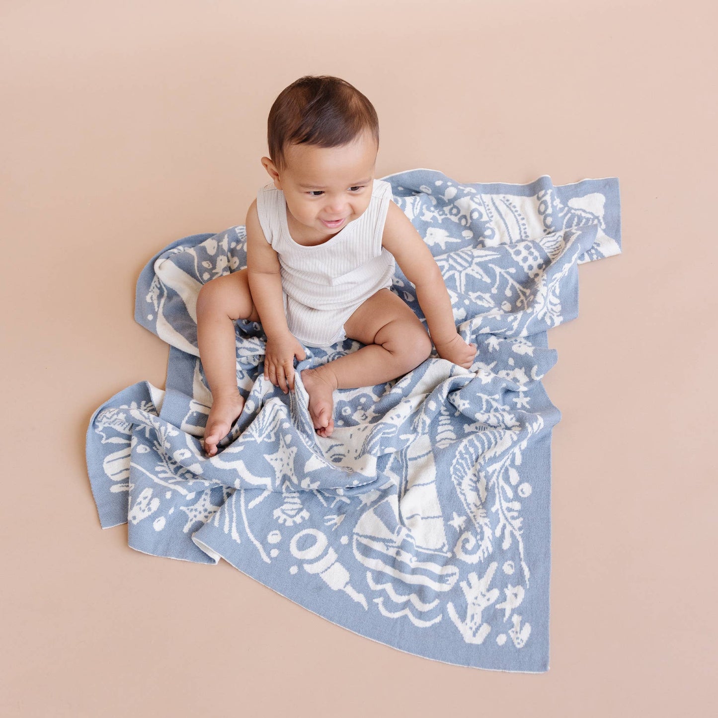 The Blueberry Hill - Nautical Blanket Organic Cotton Baby Gift Spring Summer Crab