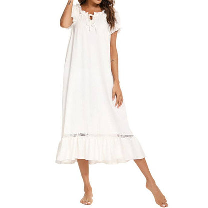 madeinclothinginc - Puff Sleeve Casual Cotton Blend Women Nightdress Pajamas