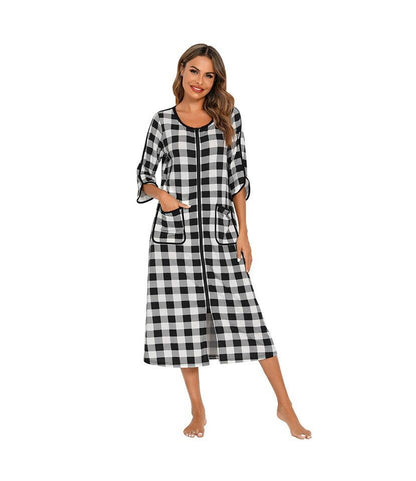 madeinclothinginc - Women's Striped Nightdress Casual Pajamas Loungewear