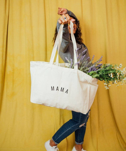 a Sunflower Motherhood - Mama Canvas Tote Bag | Stylish Eco-Friendly Diaper Bag