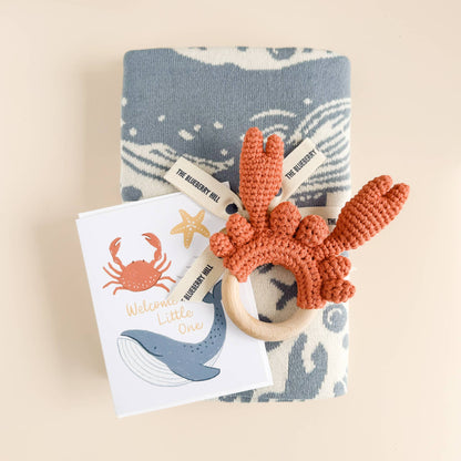 The Blueberry Hill - Nautical Blanket Organic Cotton Baby Gift Spring Summer Crab