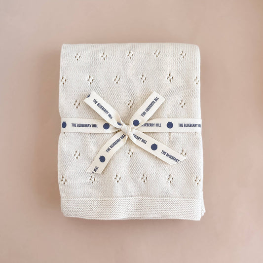 The Blueberry Hill - Heirloom Pique Blanket Cream Organic Cotton Baby Gift Summer