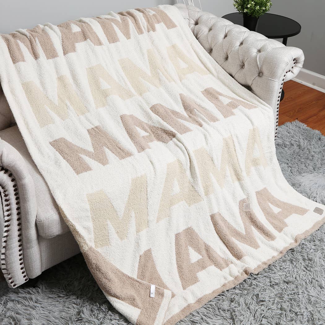 Fashion City - MAMA Repeating Text Print Soft Throw Blanket