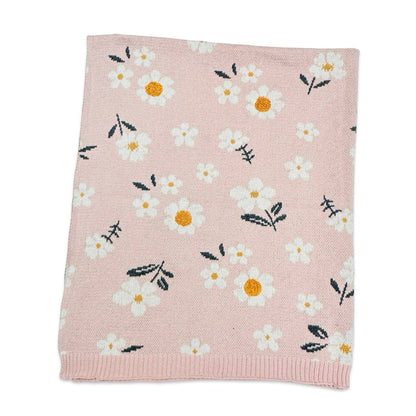 Viverano Organics - Daisy Floral - Organic Jacquard Sweater Knit Baby Blanket