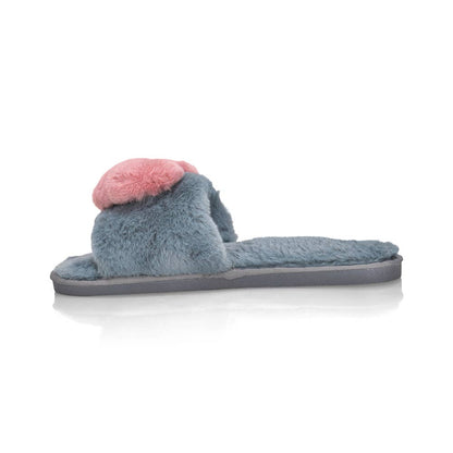 limlim - PLUSH HEART SLIPPERS DARK GREY