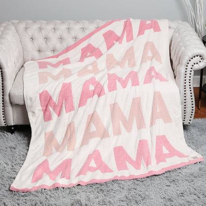 Fashion City - MAMA Repeating Text Print Soft Throw Blanket