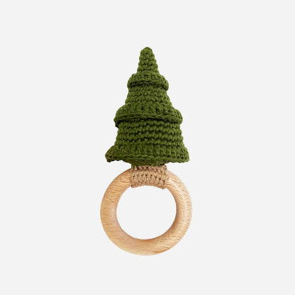 The Blueberry Hill - Cotton Crochet Rattle Teether Tree | Fall Christmas Forest