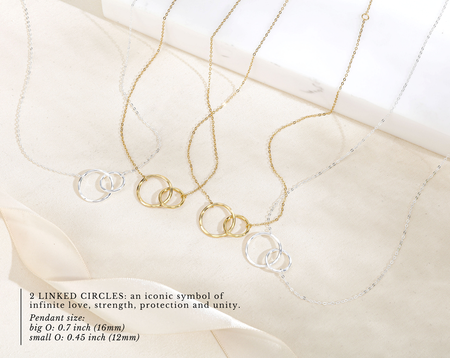 hope love shine - Congratulations New Mom Interlocking Circles Dainty Necklace