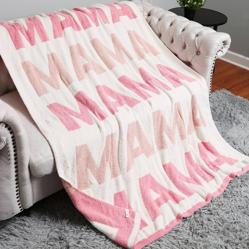 Fashion City - MAMA Repeating Text Print Soft Throw Blanket