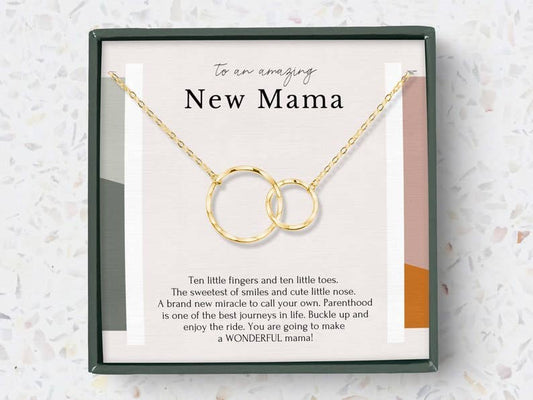 hope love shine - Congratulations New Mom Interlocking Circles Dainty Necklace