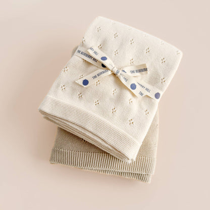 The Blueberry Hill - Heirloom Pique Blanket Cream Organic Cotton Baby Gift Summer