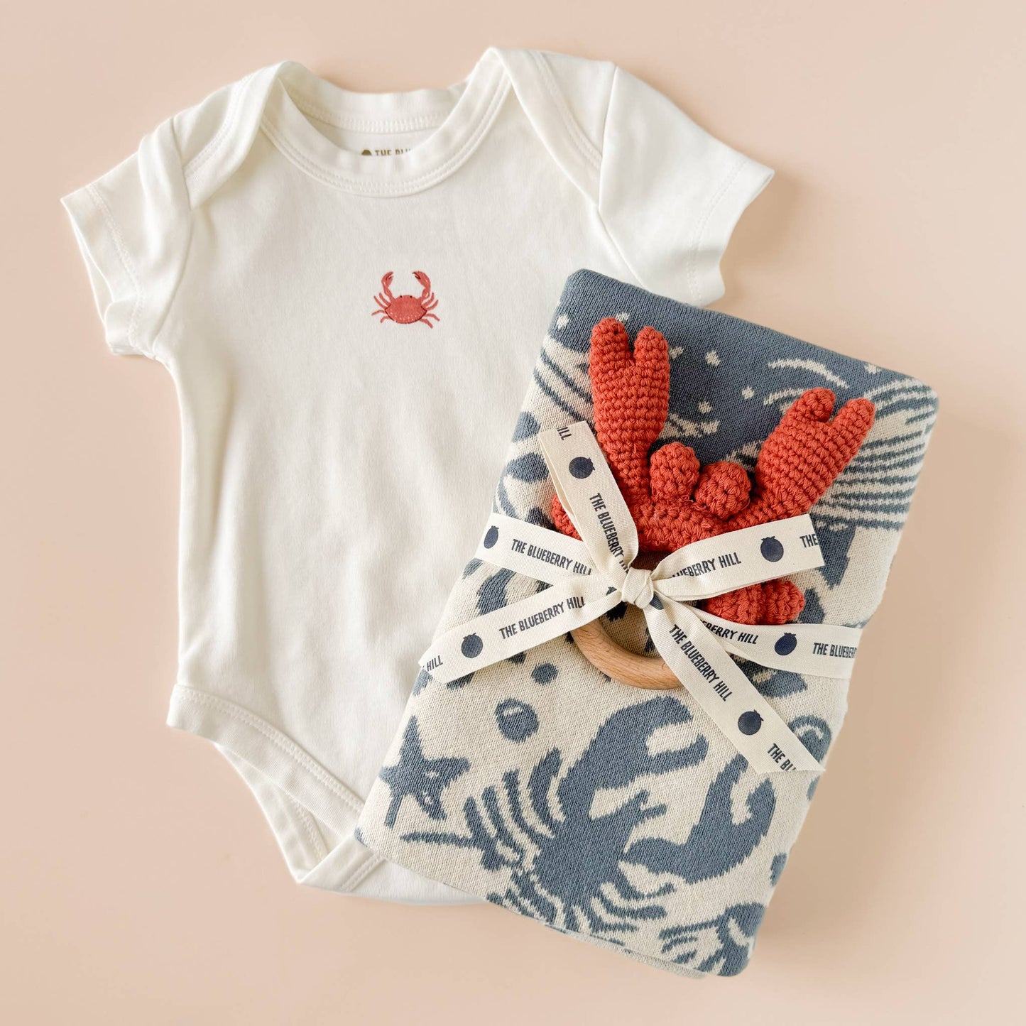 The Blueberry Hill - Nautical Blanket Organic Cotton Baby Gift Spring Summer Crab