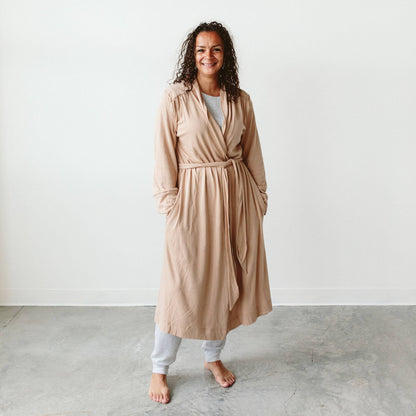 goumikids - Viscose Bamboo + Organic Cotton Womens Robe - Sandstone