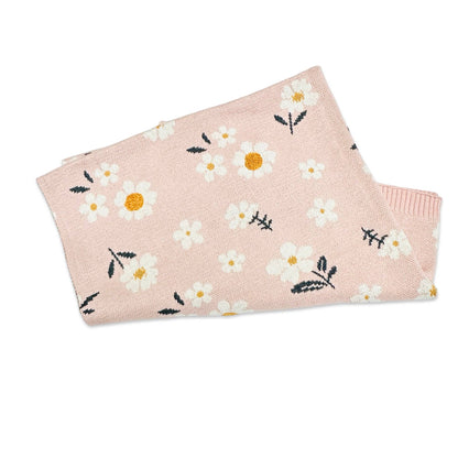 Viverano Organics - Daisy Floral - Organic Jacquard Sweater Knit Baby Blanket