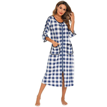 madeinclothinginc - Women's Striped Nightdress Casual Pajamas Loungewear