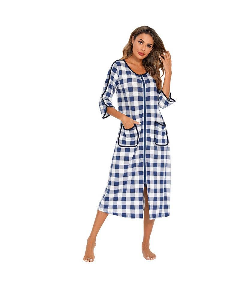 madeinclothinginc - Women's Striped Nightdress Casual Pajamas Loungewear