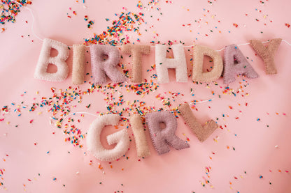 Joy Felts - Birthday girl Felt Letter Garland - Regular Letter Size