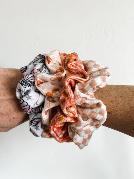 Boho + Babe - Scrunchies - Floral, Seashells, Checkerboard, Mushrooms