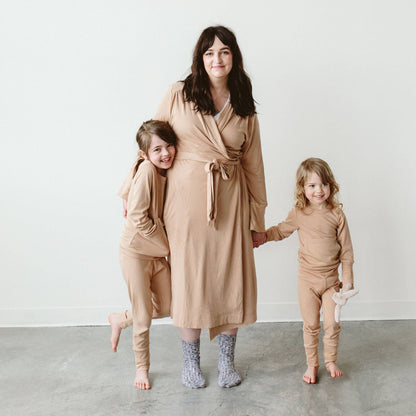 goumikids - Viscose Bamboo + Organic Cotton Womens Robe - Sandstone