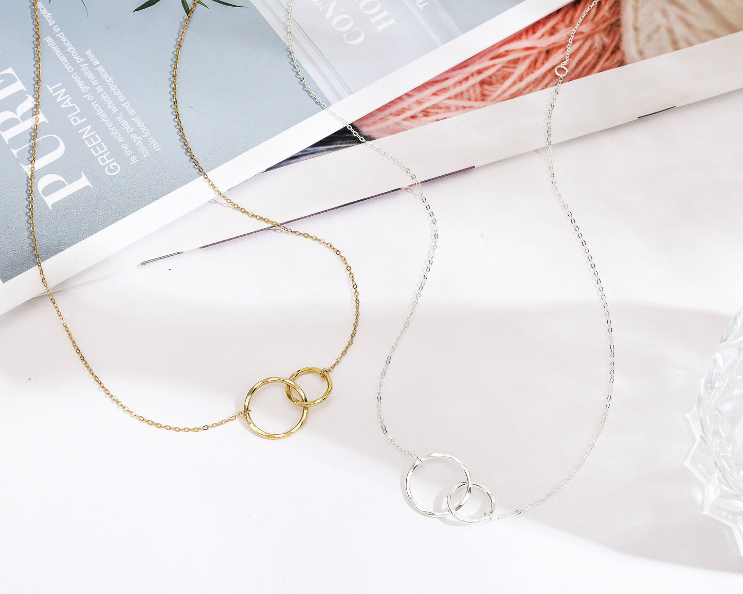 hope love shine - Congratulations New Mom Interlocking Circles Dainty Necklace