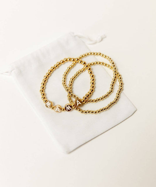 a Sunflower Motherhood - Mama Bracelet Set | 18K Gold Plated Set of 3 for Mom