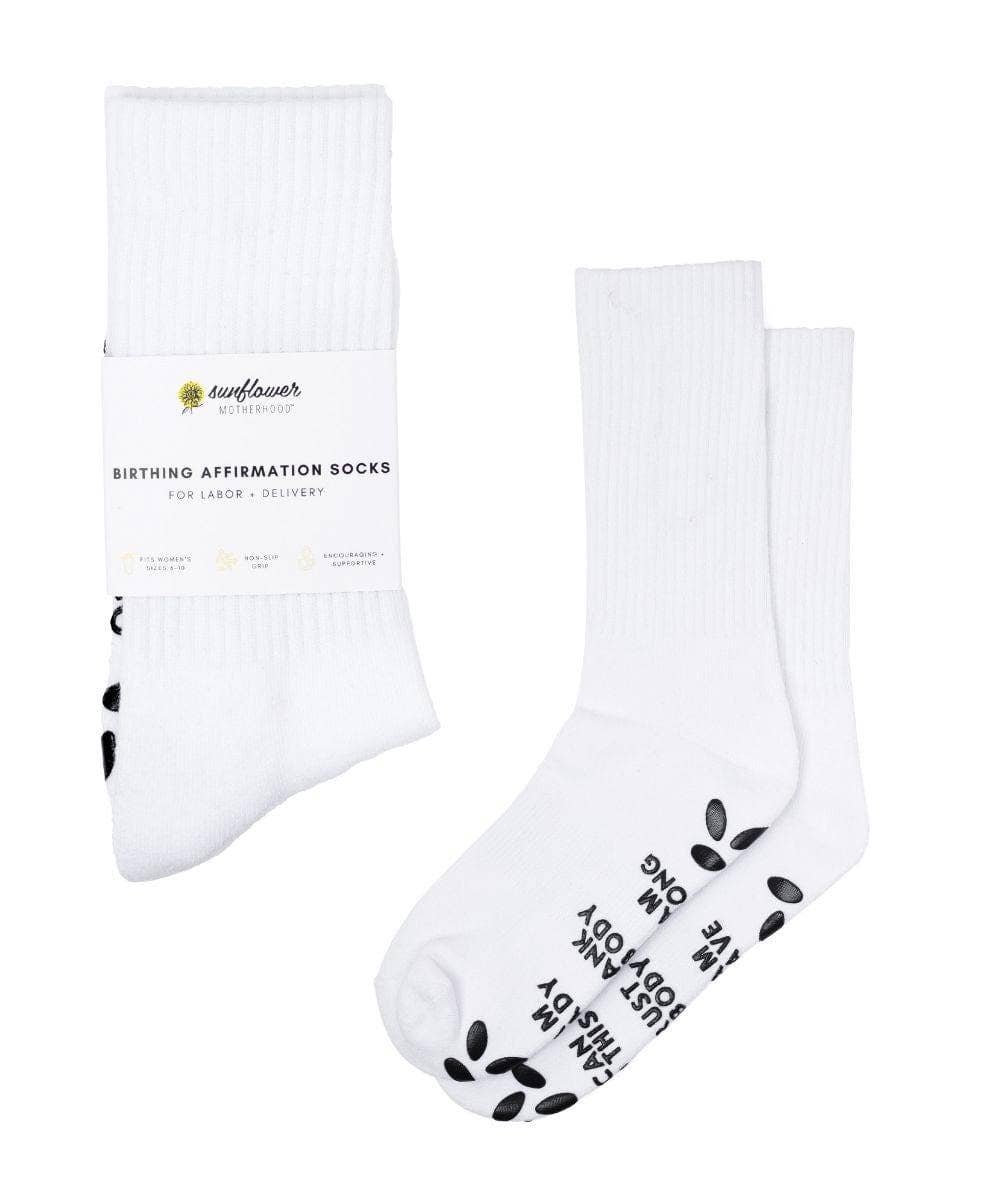 Sunflower Motherhood - Birth Affirmation Hospital Socks | Labor Delivery Grip Socks