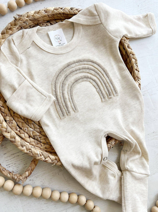 Wonderfully Made - Gender Neutral Baby Outfit | Oatmeal Romper Fearfully Made