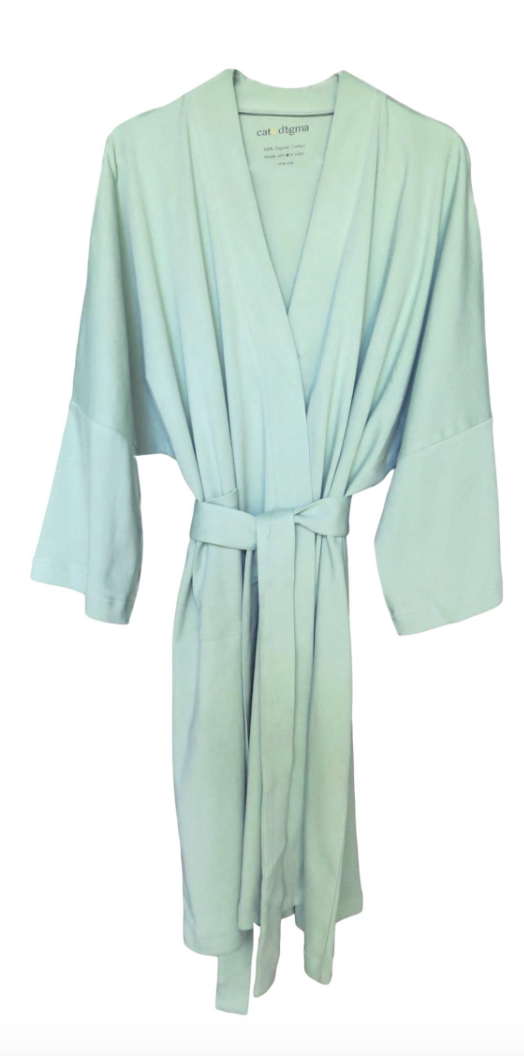 Organic Cotton Robe - Solid Desert Green Cat & Dogma -